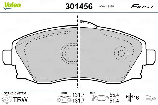 Handler.Part Brake pad set, disc brake Valeo 301456 1