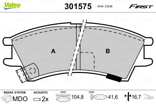 Handler.Part Brake pad set, disc brake Valeo 301575 1