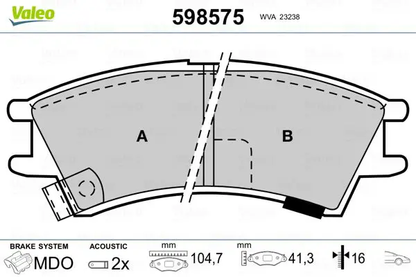 Handler.Part Brake pad set, disc brake Valeo 598575 1