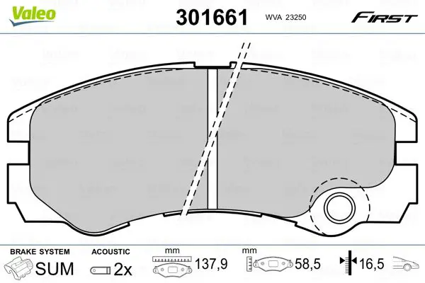 Handler.Part Brake pad set, disc brake Valeo 301661 1