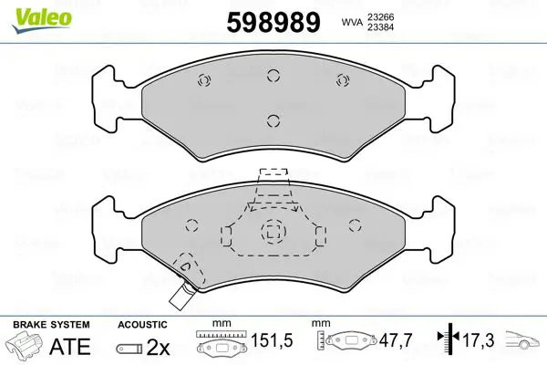 Handler.Part Brake pad set, disc brake Valeo 598989 1