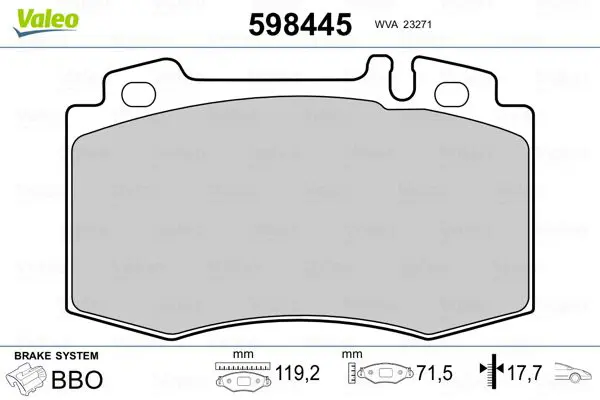 Handler.Part Brake pad set, disc brake Valeo 598445 1