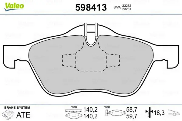 Handler.Part Brake pad set, disc brake Valeo 598413 1