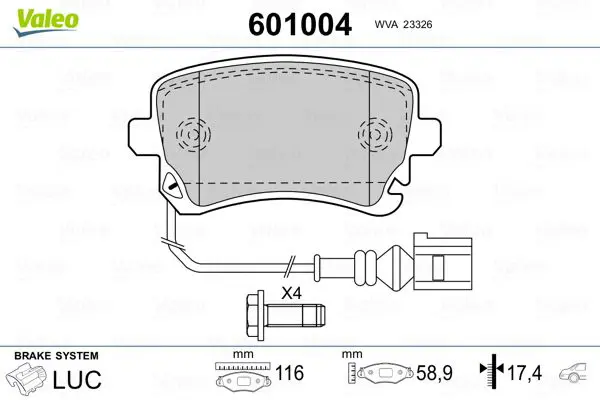 Handler.Part Brake pad set, disc brake Valeo 601004 1