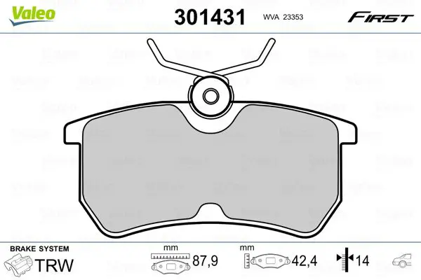 Handler.Part Brake pad set, disc brake Valeo 301431 1