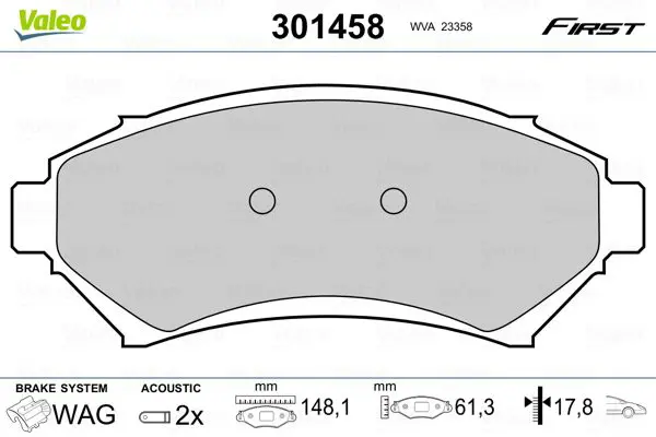 Handler.Part Brake pad set, disc brake Valeo 301458 1