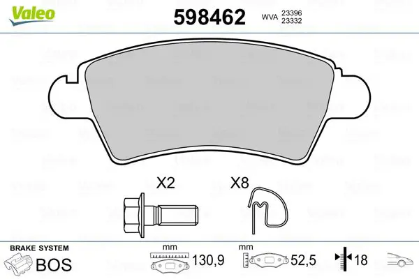 Handler.Part Brake pad set, disc brake Valeo 598462 1