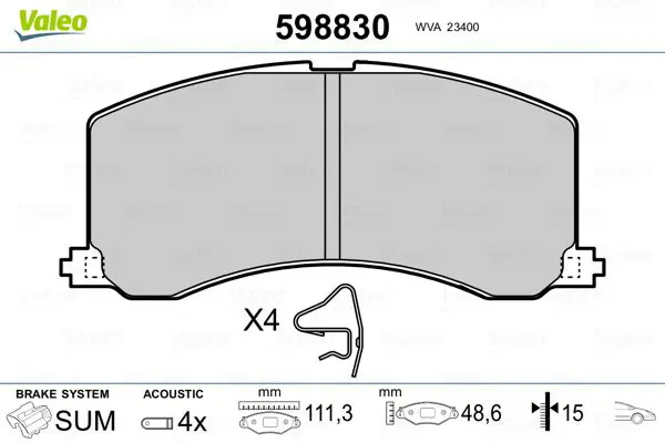 Handler.Part Brake pad set, disc brake Valeo 598830 1