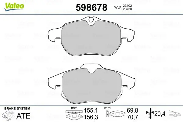 Handler.Part Brake pad set, disc brake Valeo 598678 1