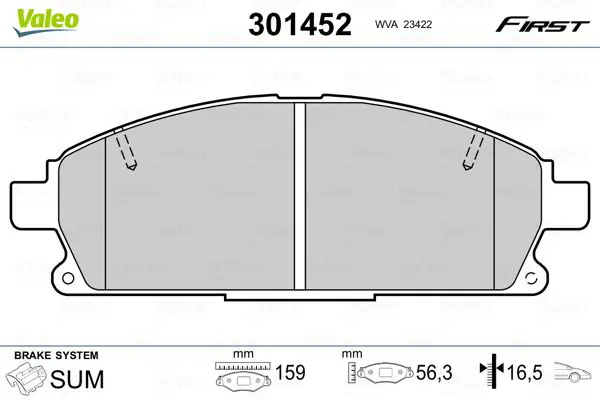 Handler.Part Brake pad set, disc brake Valeo 301452 1