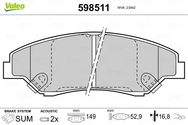 Handler.Part Brake pad set, disc brake Valeo 598511 1