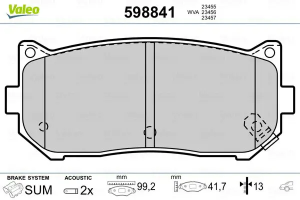 Handler.Part Brake pad set, disc brake Valeo 598841 1