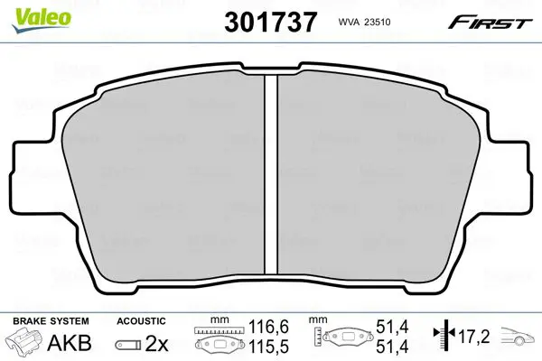 Handler.Part Brake pad set, disc brake Valeo 301737 1