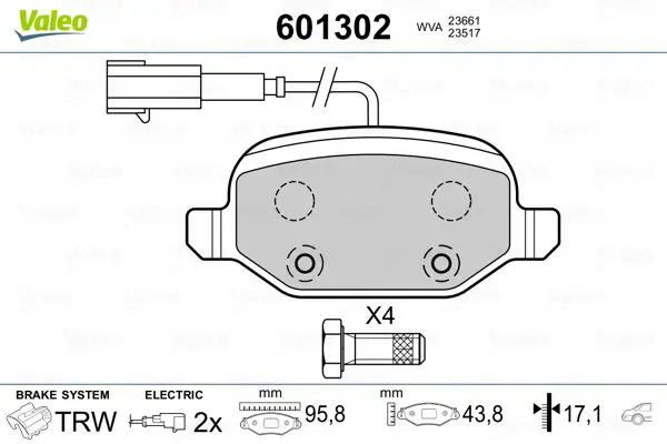 Handler.Part Brake pad set, disc brake Valeo 601302 1