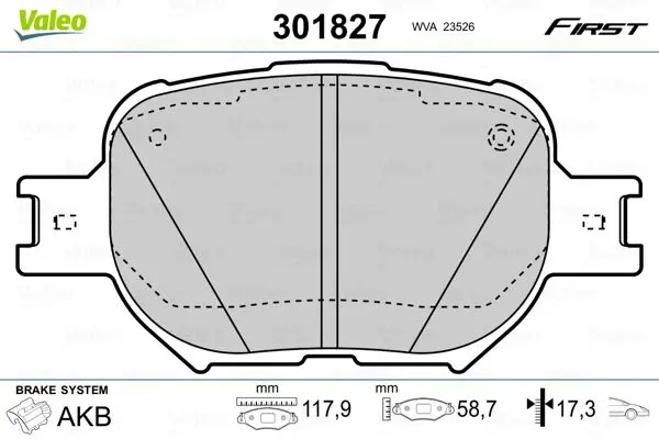 Handler.Part Brake pad set, disc brake Valeo 301827 1