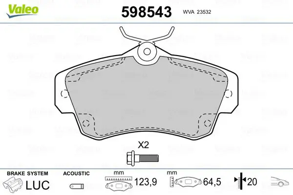 Handler.Part Brake pad set, disc brake Valeo 598543 1