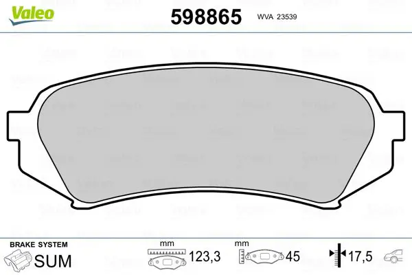 Handler.Part Brake pad set, disc brake Valeo 598865 1