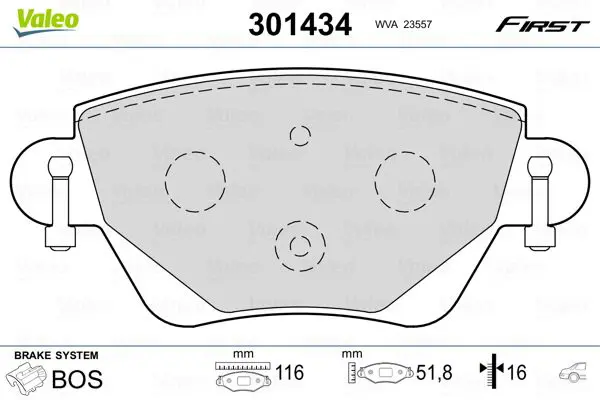 Handler.Part Brake pad set, disc brake Valeo 301434 1