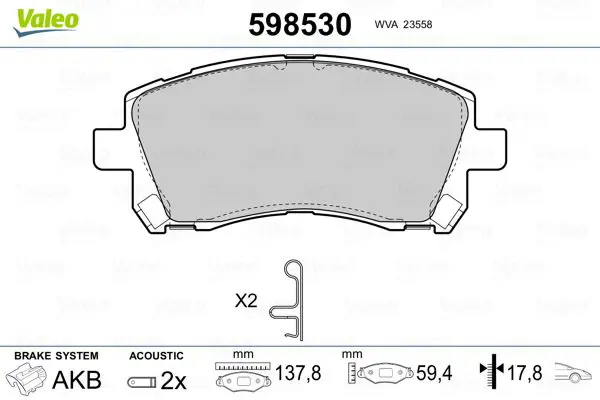 Handler.Part Brake pad set, disc brake Valeo 598530 1