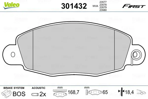 Handler.Part Brake pad set, disc brake Valeo 301432 1