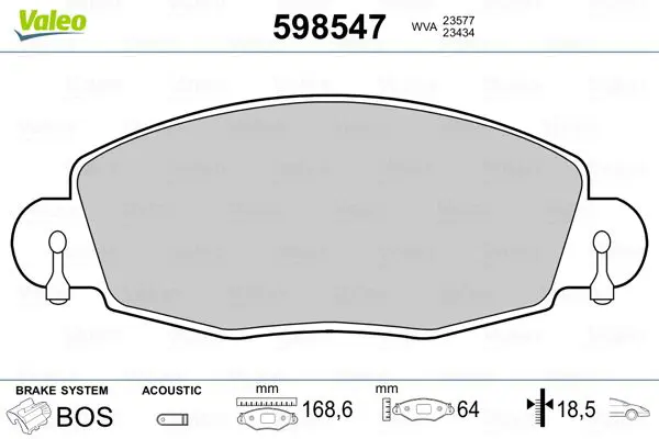 Handler.Part Brake pad set, disc brake Valeo 598547 1