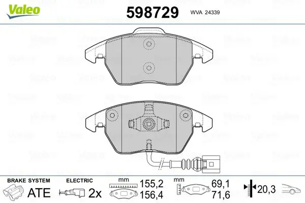 Handler.Part Brake pad set, disc brake Valeo 598729 1