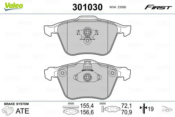 Handler.Part Brake pad set, disc brake Valeo 301030 1