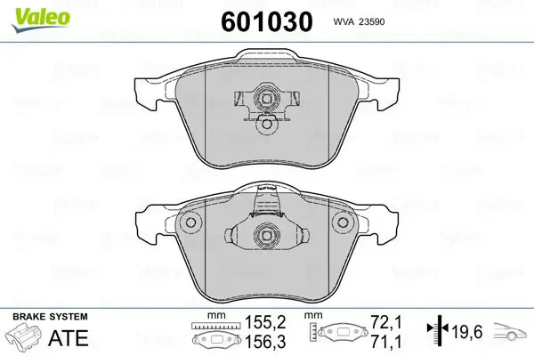 Handler.Part Brake pad set, disc brake Valeo 601030 1