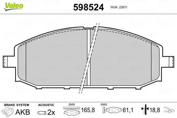 Handler.Part Brake pad set, disc brake Valeo 598524 1