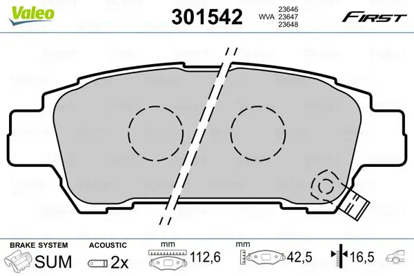 Handler.Part Brake pad set, disc brake Valeo 301542 1