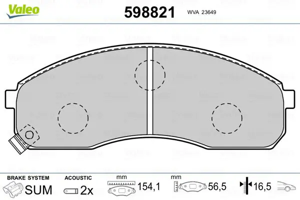 Handler.Part Brake pad set, disc brake Valeo 598821 1