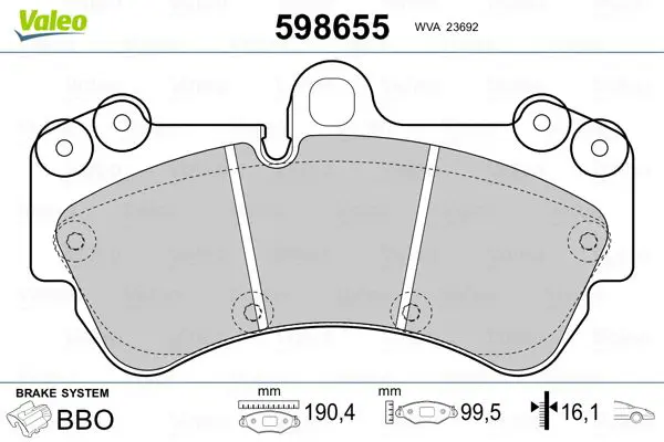 Handler.Part Brake pad set, disc brake Valeo 598655 1