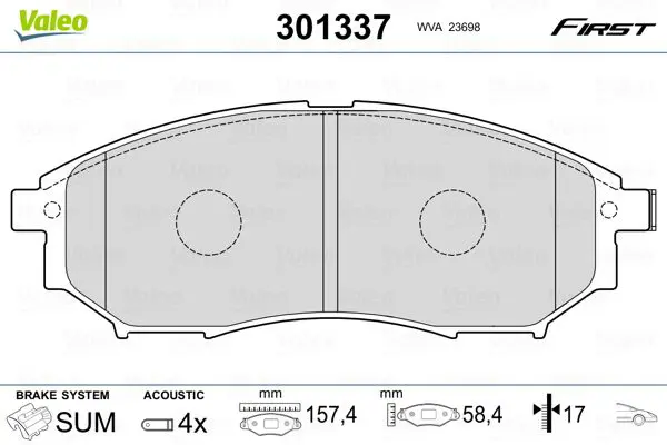 Handler.Part Brake pad set, disc brake Valeo 301337 1