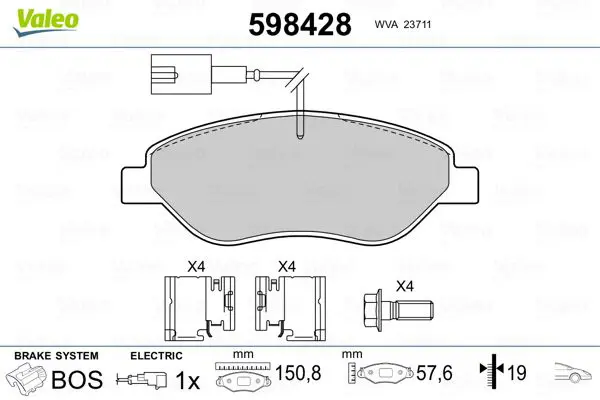 Handler.Part Brake pad set, disc brake Valeo 598428 1