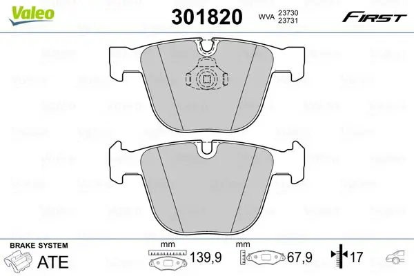 Handler.Part Brake pad set, disc brake Valeo 301820 1