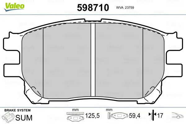 Handler.Part Brake pad set, disc brake Valeo 598710 1