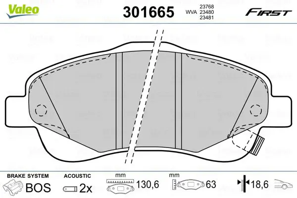 Handler.Part Brake pad set, disc brake Valeo 301665 1