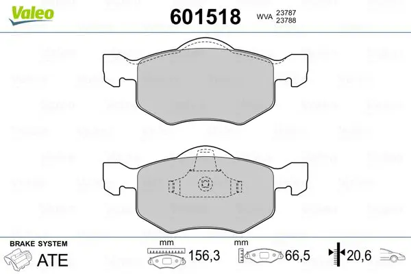 Handler.Part Brake pad set, disc brake Valeo 601518 1