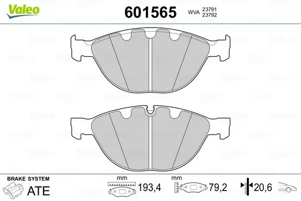 Handler.Part Brake pad set, disc brake Valeo 601565 1