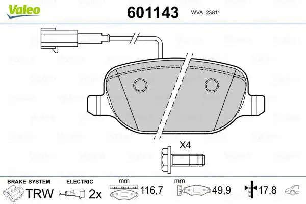 Handler.Part Brake pad set, disc brake Valeo 601143 1