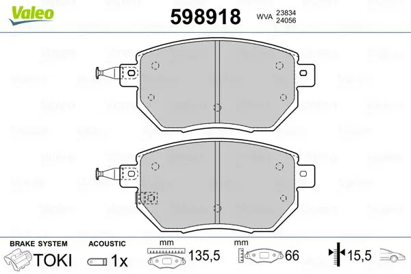 Handler.Part Brake pad set, disc brake Valeo 598918 1