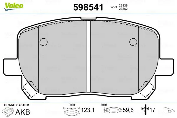 Handler.Part Brake pad set, disc brake Valeo 598541 1