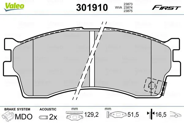 Handler.Part Brake pad set, disc brake Valeo 301910 1