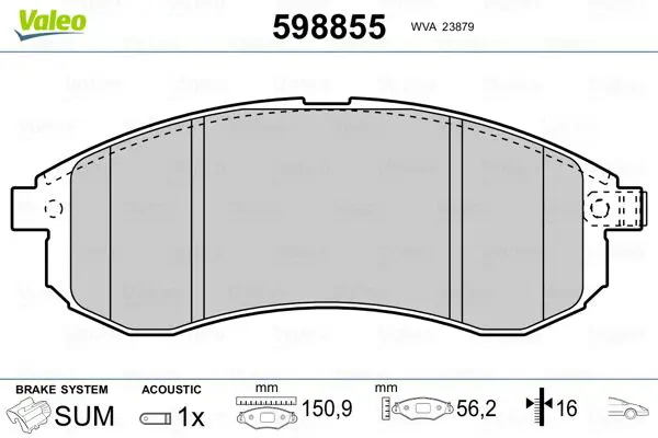 Handler.Part Brake pad set, disc brake Valeo 598855 1