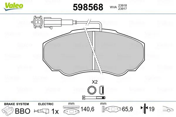 Handler.Part Brake pad set, disc brake Valeo 598568 1