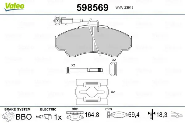 Handler.Part Brake pad set, disc brake Valeo 598569 1