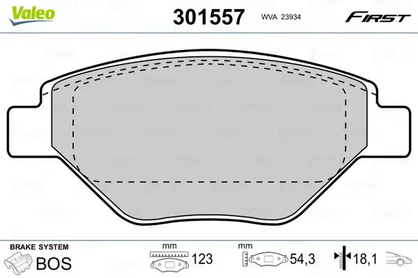 Handler.Part Brake pad set, disc brake Valeo 301557 1