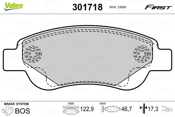 Handler.Part Brake pad set, disc brake Valeo 301718 1