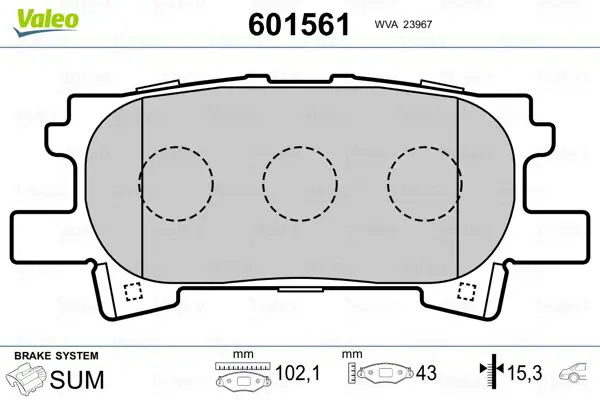 Handler.Part Brake pad set, disc brake Valeo 601561 1