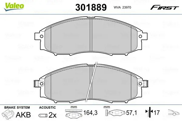 Handler.Part Brake pad set, disc brake Valeo 301889 1